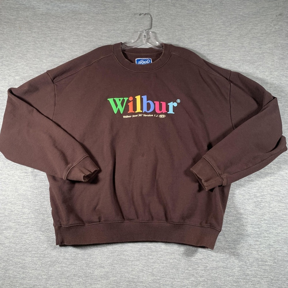 Wilbur Soot Sweatshirt Mens XL Brown Crewneck OS 1.2 Logo Fleece Pullover